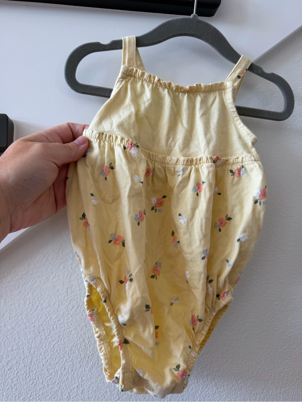 Carter's Yellow Floral Cotton Romper with Pink & White Blossoms